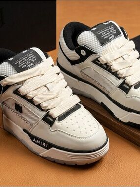 Men’s White and Black Low-Top Sneakers